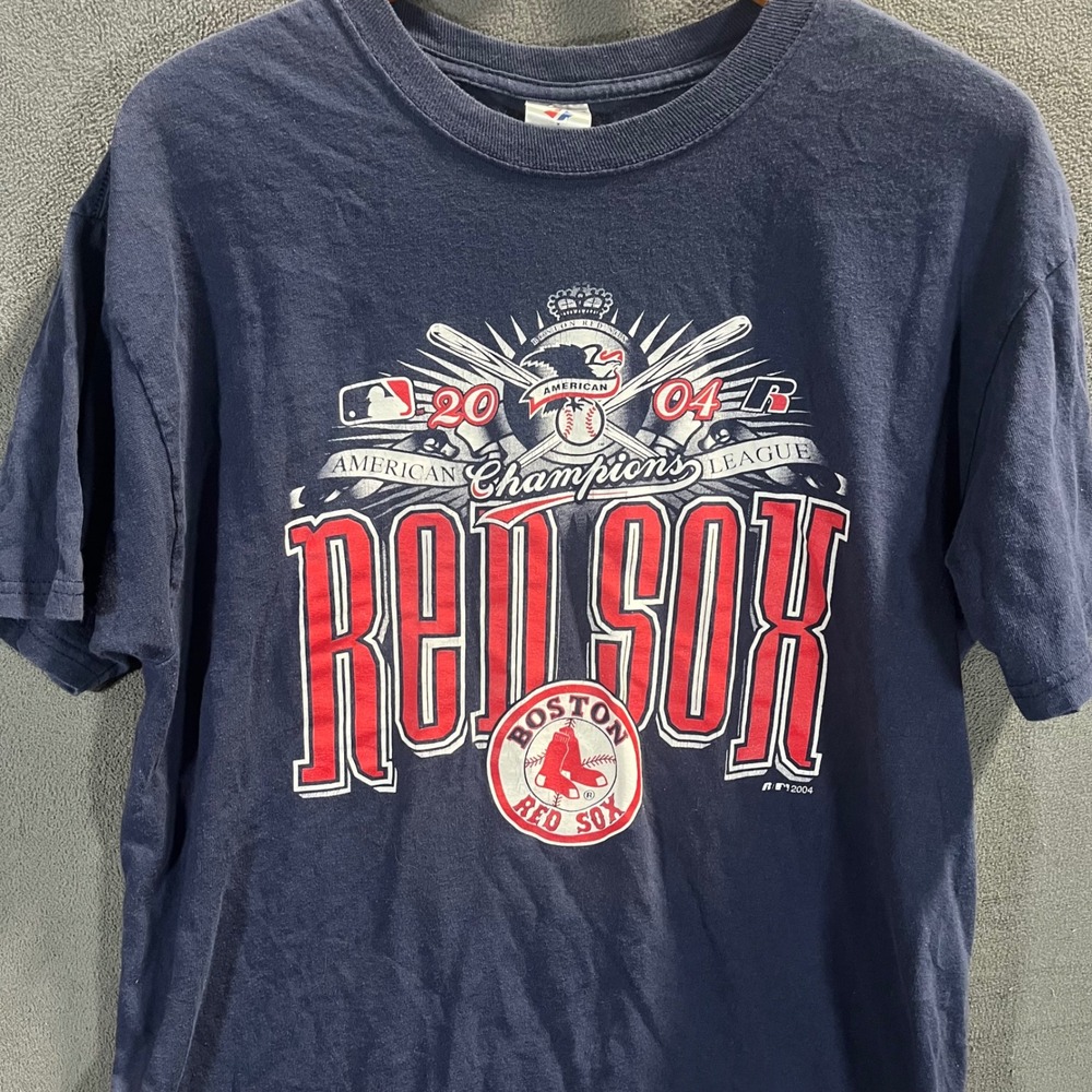 Vintage Jerzees Boston Red Sox 2004 American League Champions T-Shirt Navy Large